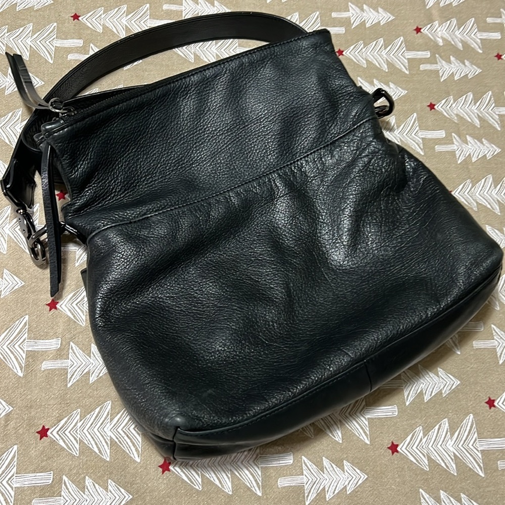 Margot Mickey Double Zip Versatile Hobo crossbody in Black Leather - Picture 4 of 15